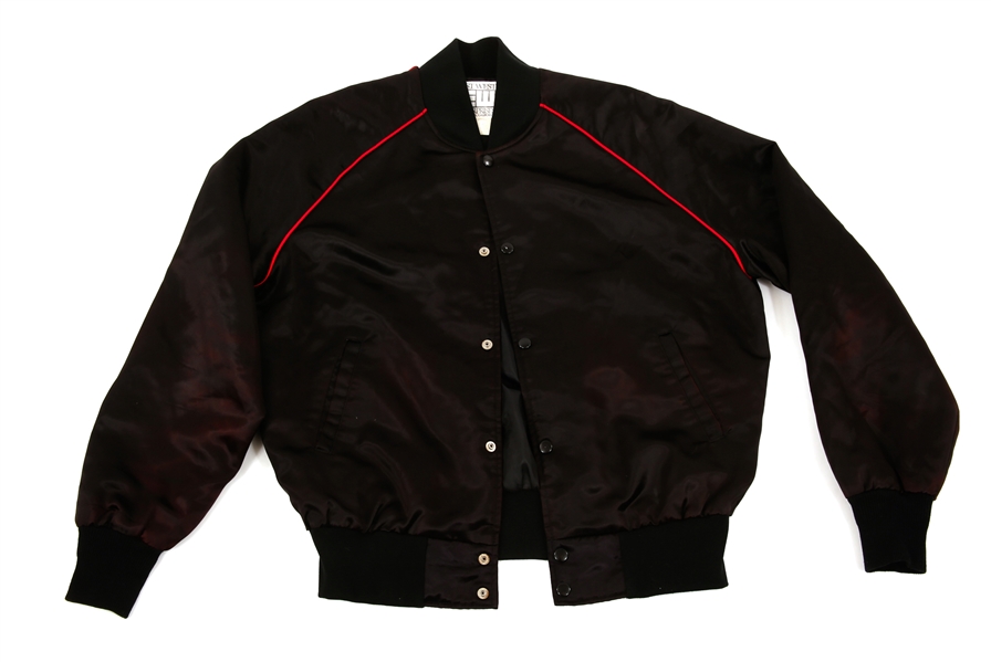 1980s NBC STUDIOS SATIN VARSITY BOMBER JACKET