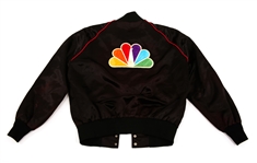 1980s NBC STUDIOS SATIN VARSITY BOMBER JACKET