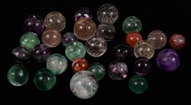 SMALL DECORATIVE STONE SPHERES - LOT OF 29