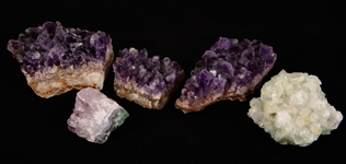 NATURAL AMETHYST AND GREEN FLUORITE CRYSTAL CLUSTERS