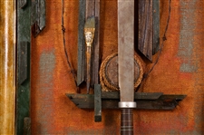 MIXED MEDIA BRUTALIST SWORD WALL SCULPTURE ART