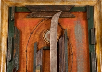 MIXED MEDIA BRUTALIST SWORD WALL SCULPTURE ART