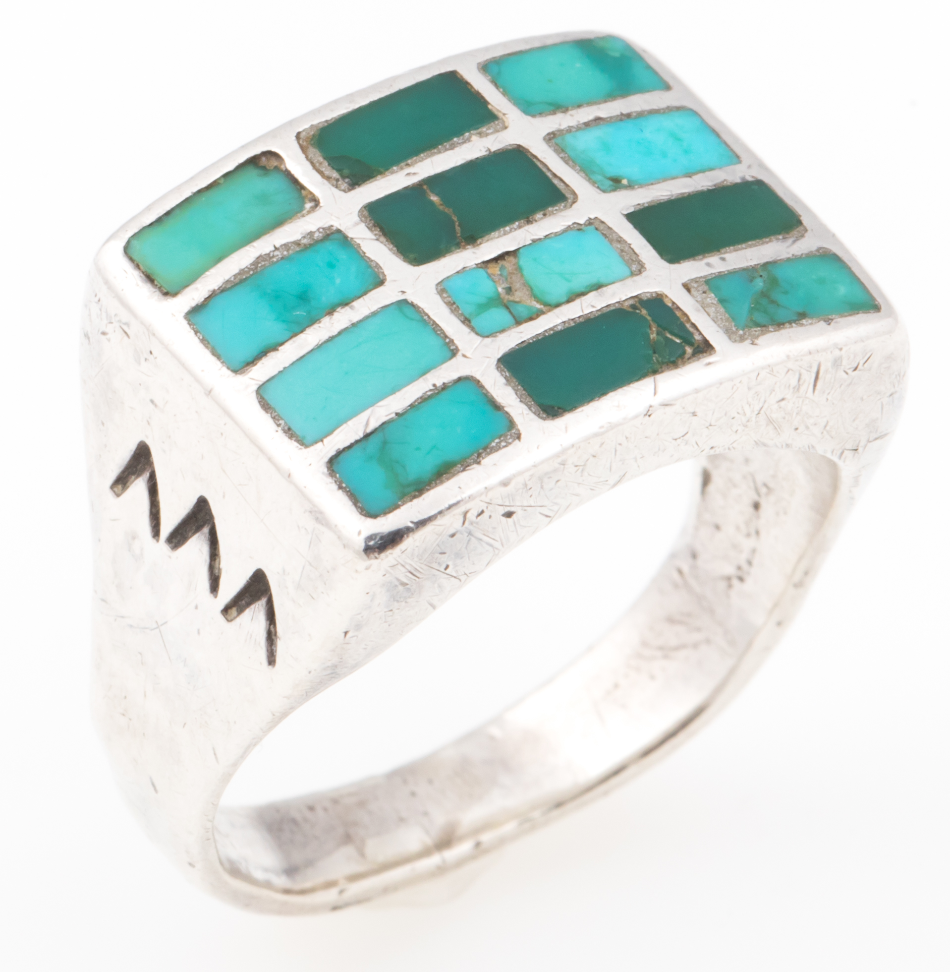 Lot Detail - NATIVE AMERICAN STERLING SILVER TURQUOISE RING - MARKED