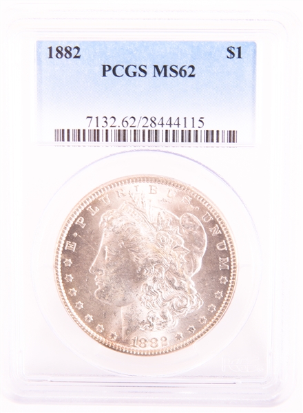 1882 US SILVER MORGAN DOLLAR - PCGS MS62