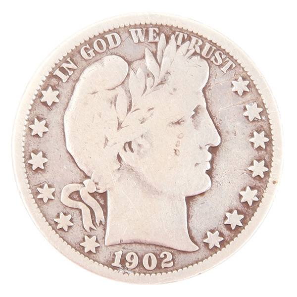 1902-O US SILVER BARBER HALF DOLLAR