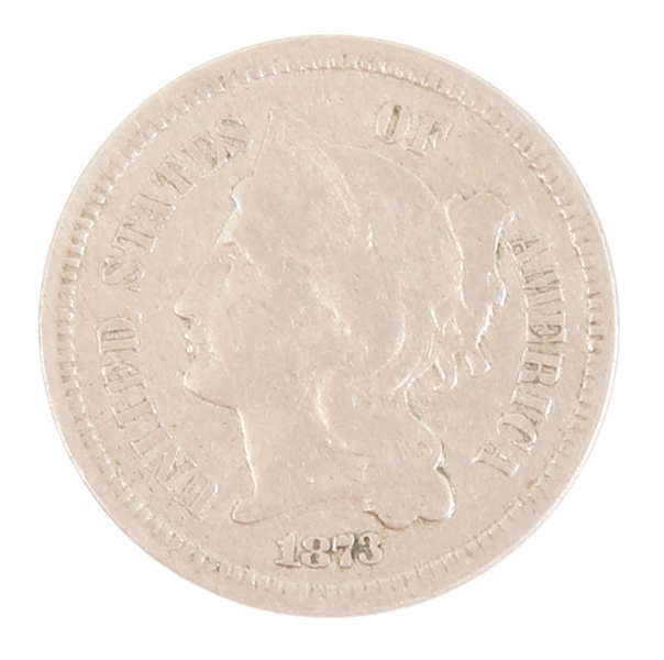 1873 US NICKEL THREE CENT PIECE "CLOSED 3"