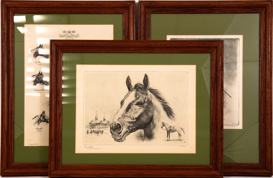 FRAMED R.H. PALENSKE RACE HORSE LITHOGRAPHS - LOT OF 3