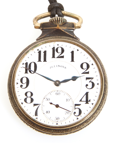 ILLINOIS WATCH CO. A. LINCOLN GOLD FILLED POCKET WATCH