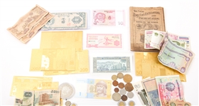 GOLD PLATED EURO, WORLD COINS & PAPER CURRENCY