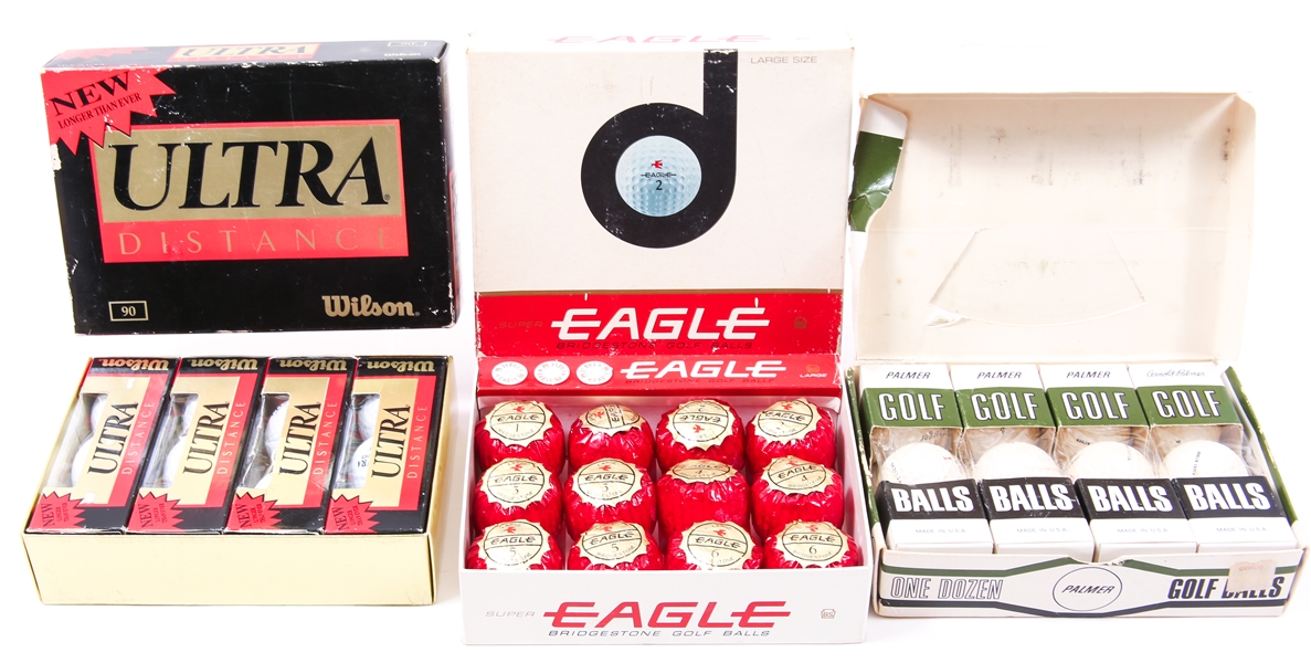 NEW OLD STOCK GOLF BALLS - PALMER, WILSON, BRIDGESTONE 
