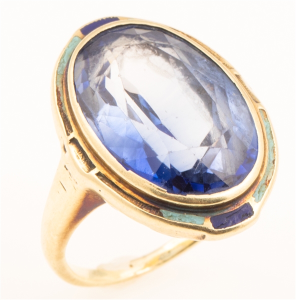 14K YELLOW GOLD BLUE SAPPHIRE RING