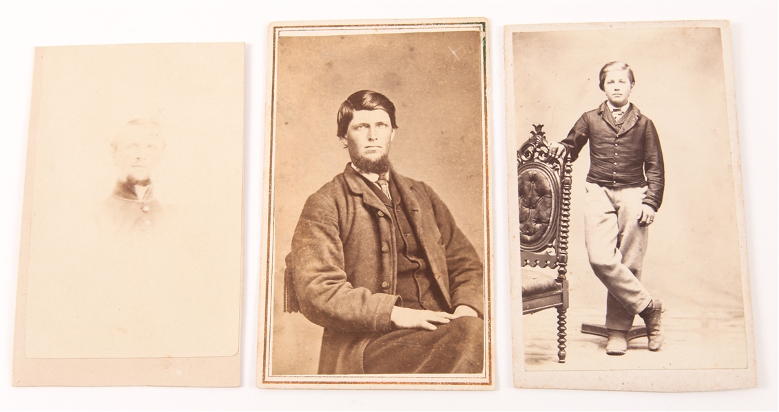 CIVIL WAR ERA CDV UNION SOLDIERS, DRUMMER BOY LOT OF 3