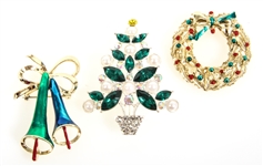 CHRISTMAS BROOCH COLLECTION - LOT OF 3