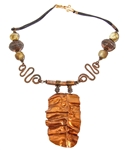 GLASS & COPPER BOHEMIAN STYLE NECKLACE 