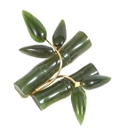 CARVED SOFTSTONE BAMBOO DESIGN BROOCH