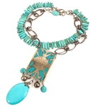 BELT BUCKLE NECKLACE WITH STABILIZED TURQUOISE