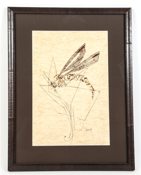 MOSQUITO SILKSCREEN ON MULBERRY PAPER FRAMED 