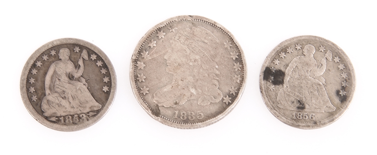 1835 US DIME, 1853 US HALF DIME & 1856 US HALF DIME