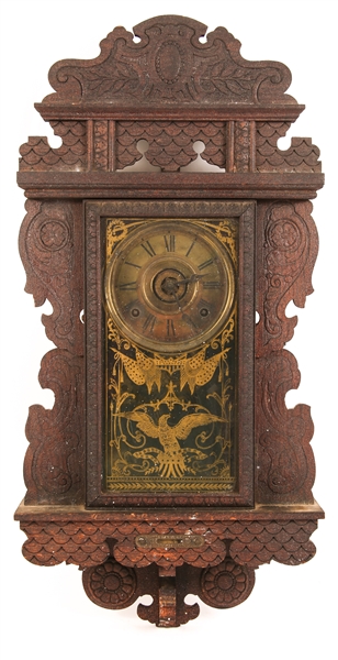 LATE 19TH CENTURY E.N. WELCH WOODEN WALL CLOCK