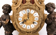 LATE 19TH C. MARBLE & BRASS MANTLE CLOCK
