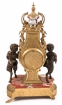 LATE 19TH C. MARBLE & BRASS MANTLE CLOCK