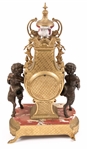 LATE 19TH C. MARBLE & BRASS MANTLE CLOCK