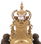 LATE 19TH C. MARBLE & BRASS MANTLE CLOCK