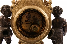 LATE 19TH C. MARBLE & BRASS MANTLE CLOCK