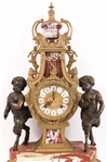 LATE 19TH C. MARBLE & BRASS MANTLE CLOCK