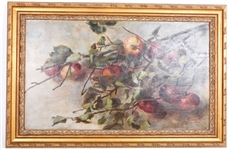 20TH C. STILL LIFE OF APPLES OIL ON CANVAS - SIGNED