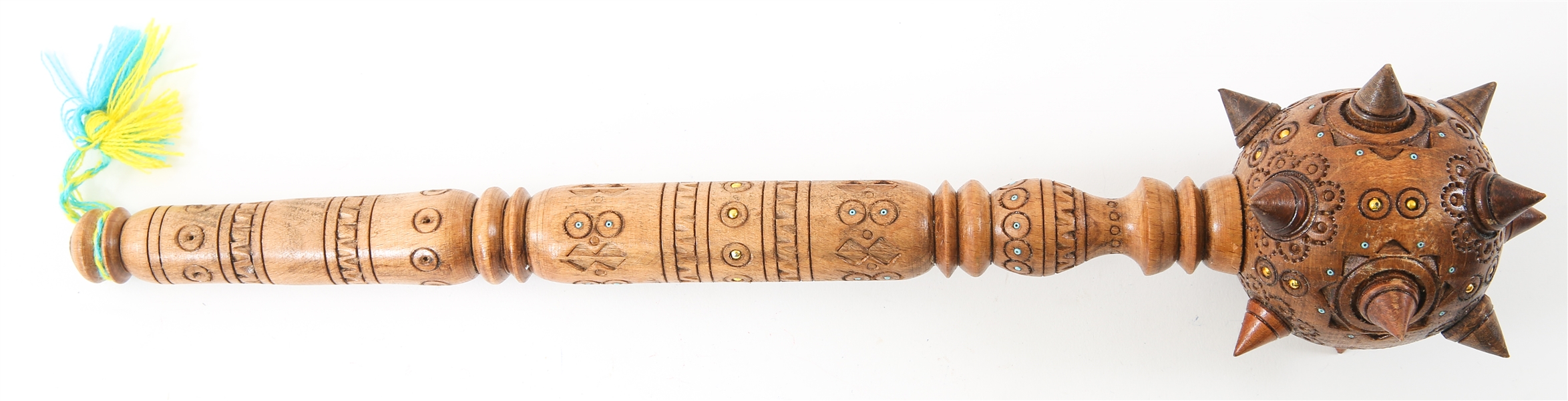 UKRAINIAN CARVED WOOD BULAWA CEREMONIAL MACE