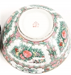 CHINESE ROSE MEDALLION PORCELAIN BOWL & STAND
