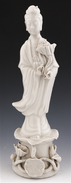 BLANC DE CHINE CHINESE PORCELAIN GUANYIN 12.5" FIGURINE