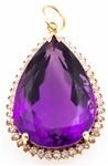 14K YELLOW GOLD AMETHYST & DIAMOND PENDANT