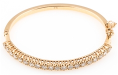14K GOLD 2.8 CTW VS-SI/G-K DIAMOND HINGED BRACELET