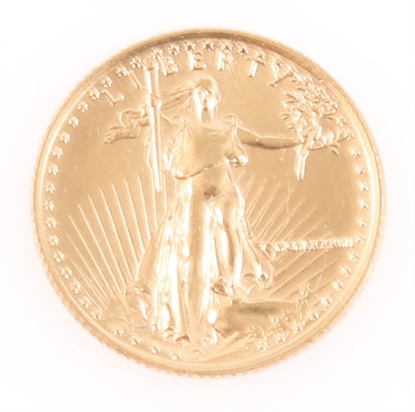 1987 AMERICAN FIVE DOLLAR GOLD EAGLE 1/10TH OZ COIN