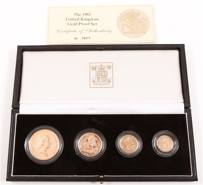 1985 UNITED KINGDOM PROOF GOLD 4 COIN SET - 67.89GR