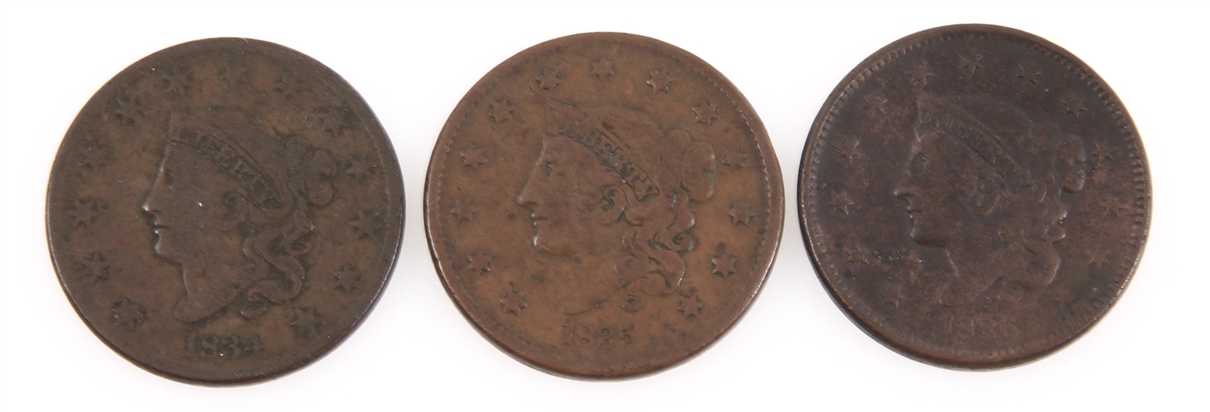 UNITED STATES EARLY COPPER LARGE CENTS - 1834-1836