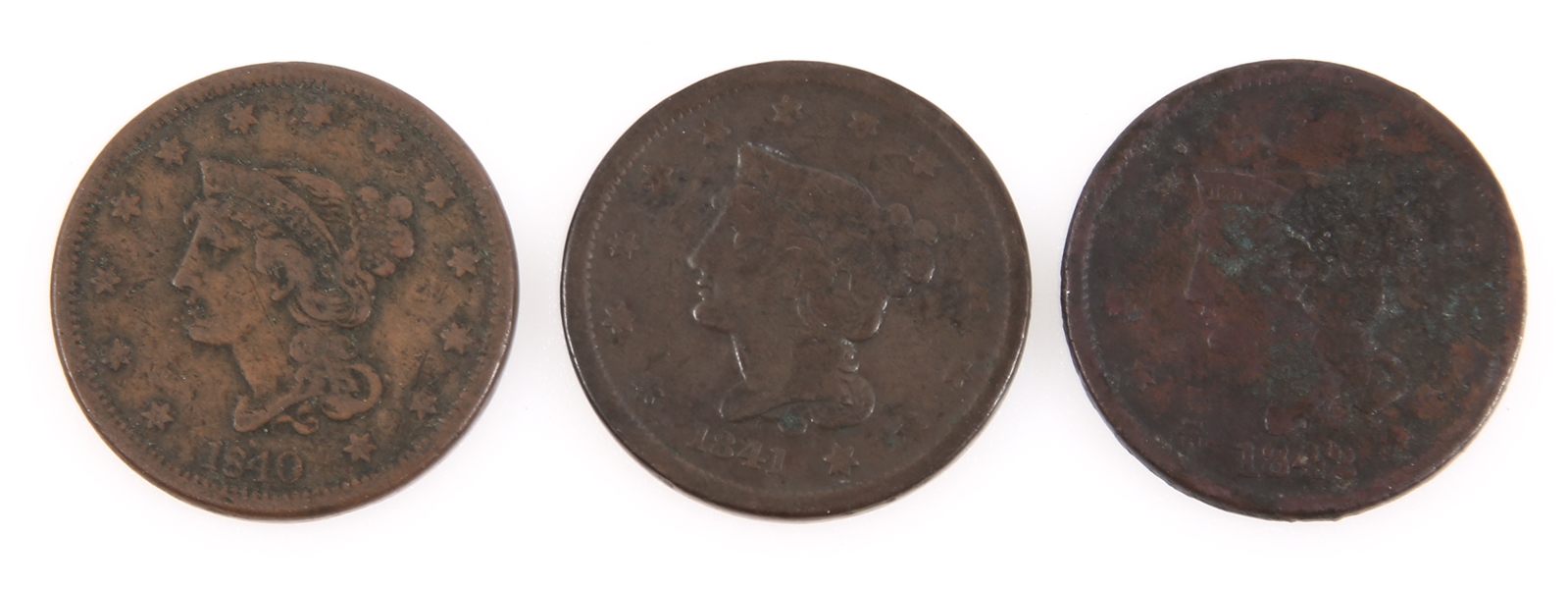 UNITED STATES EARLY COPPER LARGE CENTS - 1840-1842