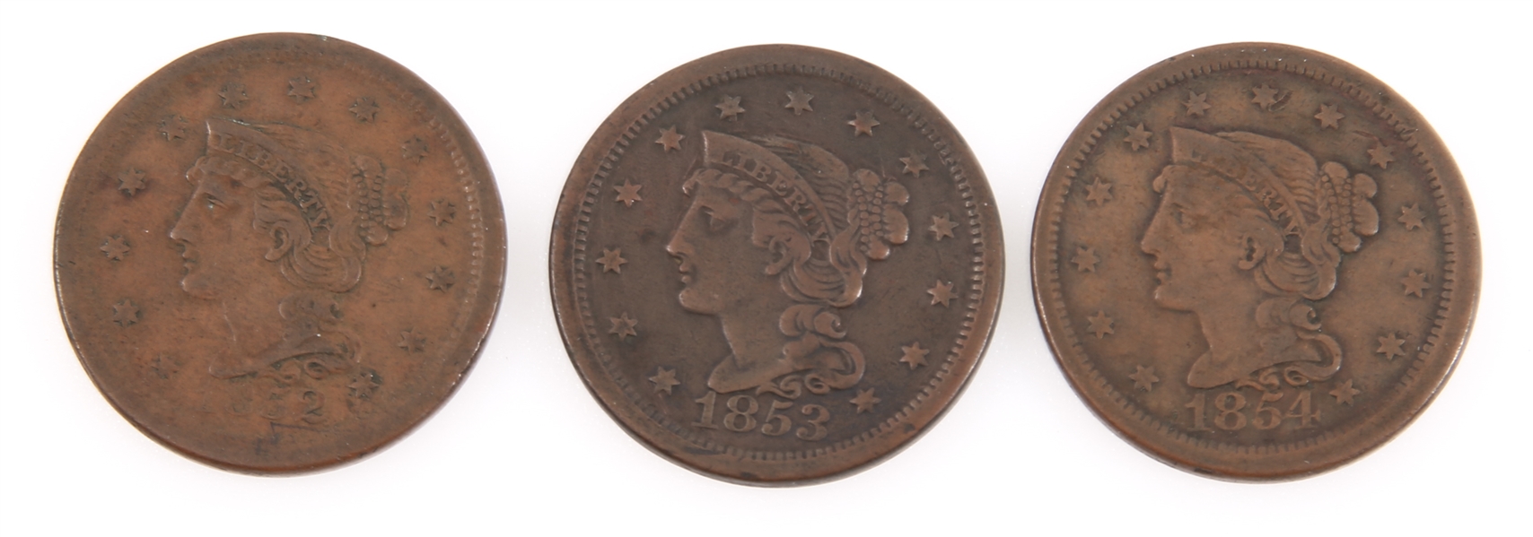 UNITED STATES EARLY COPPER LARGE CENTS - 1852-1854