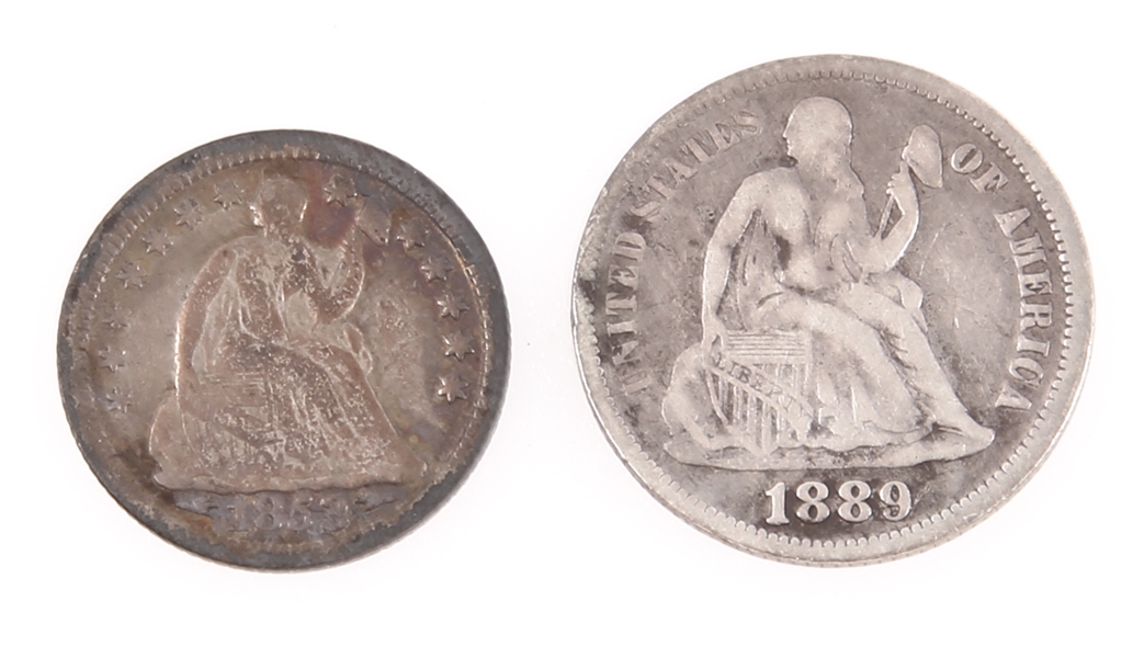 UNITED STATES SILVER HALF & FULL DIME - 1889 & 1853