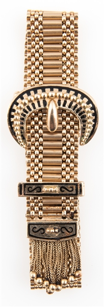 14K YELLOW GOLD & ENAMEL SLIDE BRACELET 