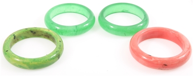 COSTUME DYED JADE & COMPOSITE BRACELETS - LOT OF 4