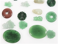 CHINESE CARVED STONE PENDANTS, BI DISCS - LOT OF 22
