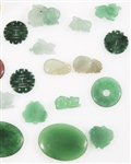 CHINESE CARVED STONE PENDANTS, BI DISCS - LOT OF 22