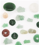 CHINESE CARVED STONE PENDANTS, BI DISCS - LOT OF 22