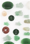 CHINESE CARVED STONE PENDANTS, BI DISCS - LOT OF 22