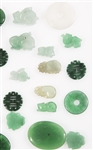 CHINESE CARVED STONE PENDANTS, BI DISCS - LOT OF 22