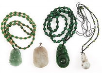 CHINESE CARVED JADE PENDANTS - LOT OF 4