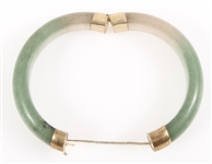 CHINESE 14K YELLOW GOLD PLATED JADE BANGLE BRACELET